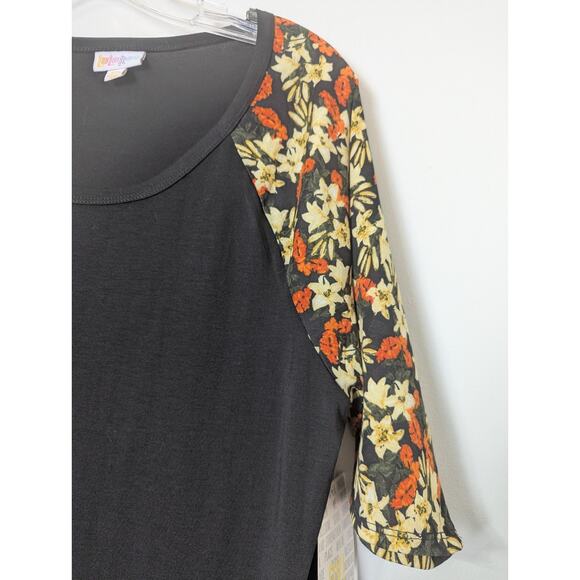 LuLaRoe Julia T-shirt Dress Size 3XL Black Floral Stretch NEW - Picture 3 of 9